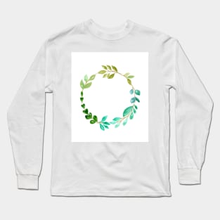 wreath of leaves watercolor Long Sleeve T-Shirt